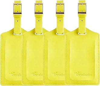 Travelambo Luggage Tags for Suitcases PU Leather Travel Tags Bag Tags Privacy Protection Travel Essentials