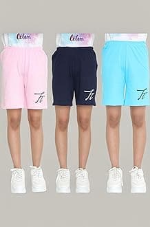 TotzTouch Shorts for Kids Girls Pack of 3 | Summer Cotton Shorts| Kids Casual Cycling Shorts