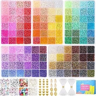 Funtopia 4mm 13000pcs+ Seed Beads for Jewelry Making, 120 Colors Small Glass Beads for Bracelets, Friendship Bracelet Kit with Alphabet Letter Beads Smile Face Beads for DIY, Art and Craft