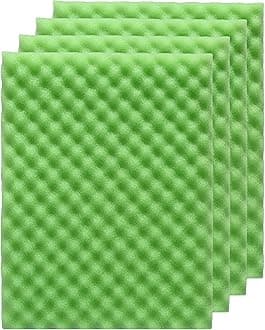 4 Pack Aquarium Filter Media Bio Sponge Pad 16 x 12 x 1 inch, Fish Pond Foam Filter 20/30/40 PPI (Green 40ppi 4pack)