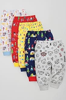 EIO Unisex Cotton Pajama Pants for Boys & Girls Combo Pack | Kids & Baby Soft Sleepwear Pyjamas Combo Pack | Toddler Breathable Nightwear Bottoms