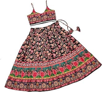 E-Sqare Kids Girls Multicolour Bandhani Print Lehenga Choli Set | Ethnic Wear Dress | Readymade Clothing Set | 2 to 8 Years