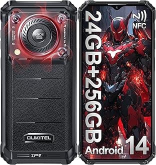 WP36 Pro Rugged Phone Unlocked- 24GB+256GB Cell Phone, 10600mAh Battery, 6.52" Display Smartphone, 13MP Camera, 128dB Loud Speaker, 4G Dual SIM Android 14 Phones, IP68/69K/NFC/OTG/GPS/T-Mobile