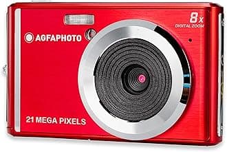AGFA PHOTO Realishot DC5200 - Appareil Photo Numérique Compact, CMOS 21MP, Écran LCD 2,4", Zoom Digital 8x, Vidéo HD 720p, Batterie Lithium, Cartes SD, Modes Scène - Rouge