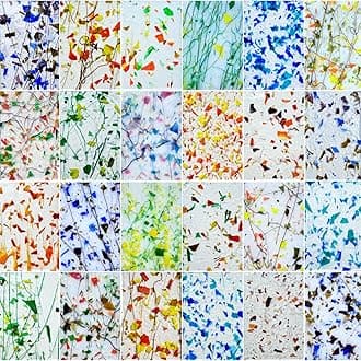 ILLUCKAI 24 Sheets Floral Patterned Stained Glass Sheet Variety Pack, 4 X 6 inch Cathedral Art Glass for Stained Glass Window, Stained Glass Supplies for Glass Projects and Mosaic Crafts