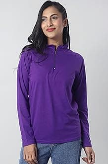 London Hills Women's Cotton Regular Fit Tshirt Full Sleeve Zipper Tshirt T-Shirt Full Sleeves