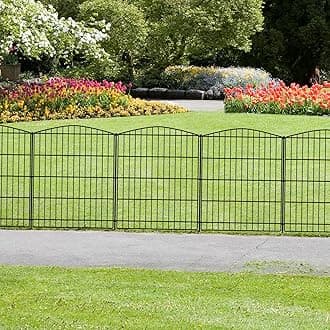 INJOPEXI Decorative Garden Fence - 6 Panels, 11.8ft L x 30in H, Rustproof Wire, Animal Barrier, Outdoor for Backyard Patio