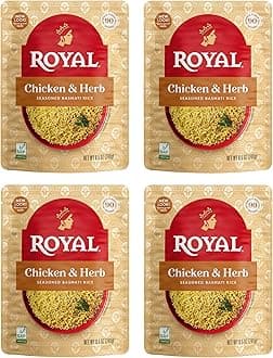 Royal Chicken & Herb Basmati Rice - Ready to Heat Basmati Rice - (4 Pack) 8.5 oz Microwaveable Pouch