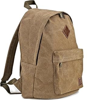 Canvas Vintage Backpack, Lightweight Travel Daypack, Canvas Backpack, Large Capacity, Holds 15.6 Inch PC, Commuting to Work or School, Unisex, coffee, backpacks