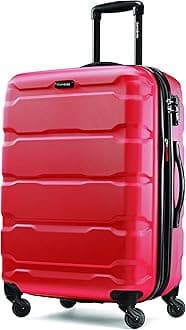 Omni PC Hardside Expandable Luggage with Spinner Wheels, Checked-Medium 24-Inch, Red