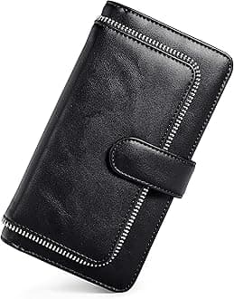 UTO Women's RFID Blocking Large Capacity Vegan Leather Clutch Wallet 21 Card Slots Holder Organizer Ladies Veganrse with Wristlet