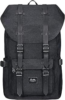 KAUKKO Travel Laptop Backpack, Outdoor Rucksack, School backpack Fits 15.6(Linen Black)