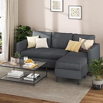 Shintenchi Small Sectional Couch Sofas, 3 Seat L Shape Sofa with Ottoman, Corduroy Upholstered Convertible Sofa Couches, Small Couch for Apartments, Living Room and Office