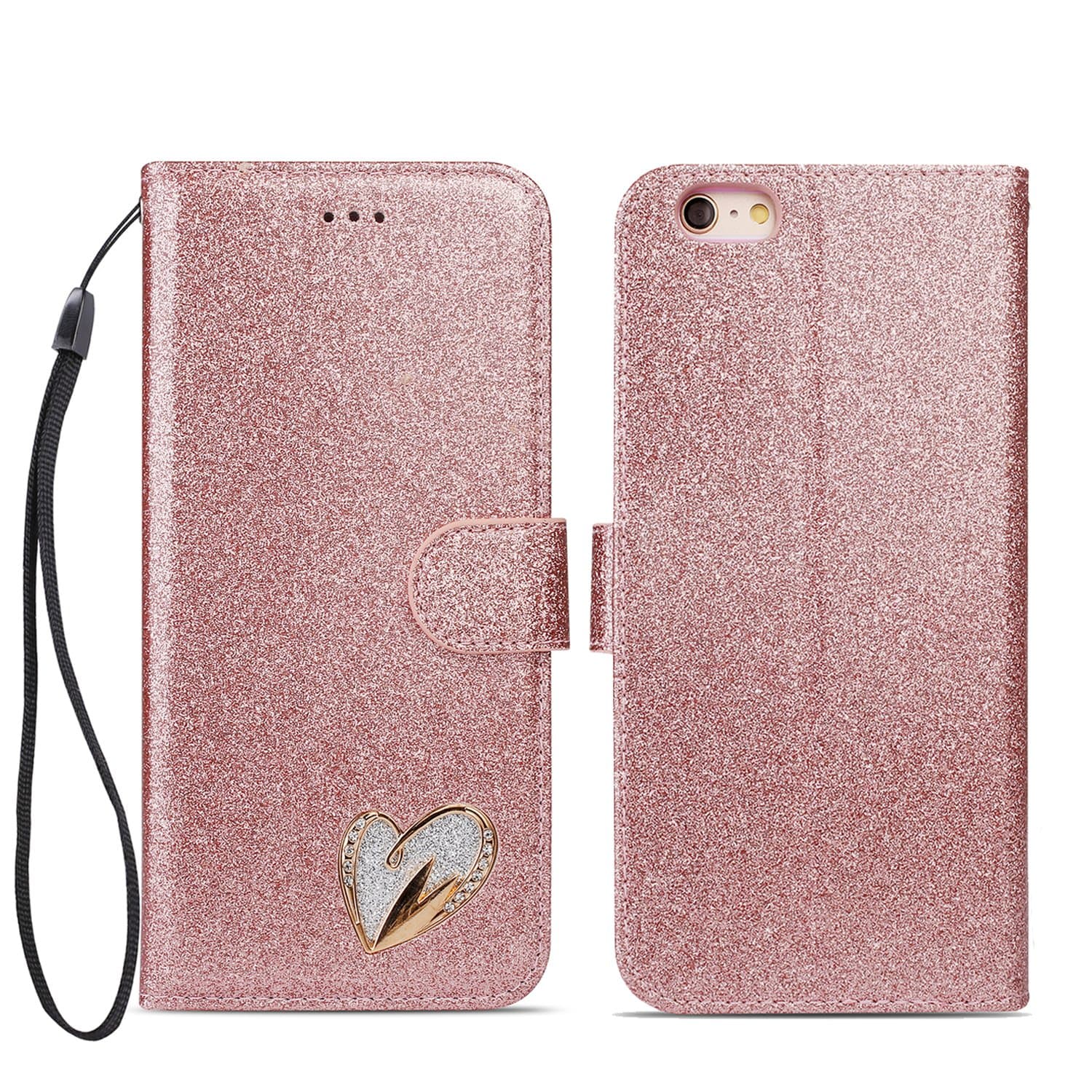 for iPhone SE 2020/ iPhone 7/iPhone 8 Case,Luxury Bling Glitter [Magnetic Closure] PU Leather Flip Wallet Folio Inner Soft TPU Case with [Card Slots] Stand Function Case for iPhone 7/iPhone 8