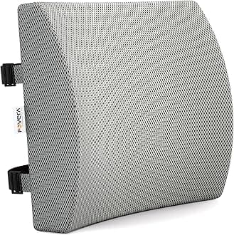 FOVERA Lumbar Support for Chair, Orthopedic Back Support Memory Foam Backrest Cushion - Designed for Back Pain Relief - Ideal Back Pillow for Computer/Office Chair (Mesh Grey, Standard)