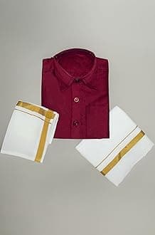 Boys Traditional Adjustable Lungi Dhoti Shirt Mundu Set (CMonly-$)