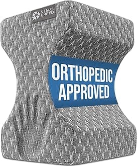 5 STARS UNITED Knee Pillow for Sleeping - Leg Pillow 100% Memory Foam - Leg Pillows for Sleeping on Side - Knee Support Pillow - Knee Cushions for Sleeping - Hip Support Pillow Contour