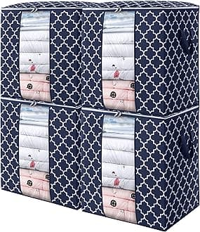 WISELIFE Storage Bags 4 Pack/100L Large Blanket Clothes Organization and Storage Containers for Comforters,Bedding, Foldable Organizer with Reinforced Handle, Clear Window, Sturdy Zippers,Blue
