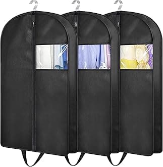 KIMBORA 32" Garment Bags for Hanging Clothes Travel, 4" Gusseted Suit Bags for Closet Storage Mens Garment Protector Cover for Coats, Jackets, Shirts (3 Packs)
