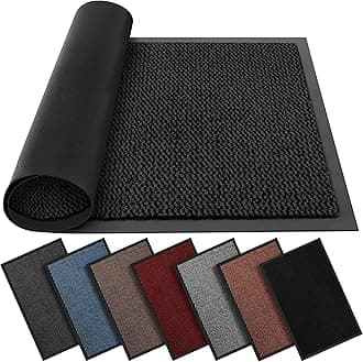 BLADO Washable Door Mats Indoor & Outdoor - Non-Slippery Heavy Duty - Stylish & Large Rubber - Perfect Dust Grabbing Doormats (Anthracite, 50cm x 80cm)