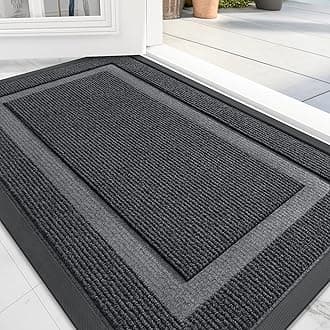 OLANLY Front Door Mat Indoor Outdoor Entrance, Waterproof All-Season, All-Weather Doormat, Sturdy Natural Rubber, Fade Resistant, Low Profile, Easy Clean Patio Porch Entryway Mat, 59x20, Grey