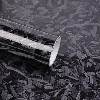 Black Forged Carbon Fiber Vinyl Wrap, High Gloss Car Wrap Vinyl Film with Bubble Free Air Release Technology DIY Auto Decoration Sticker 1ft x 5ft