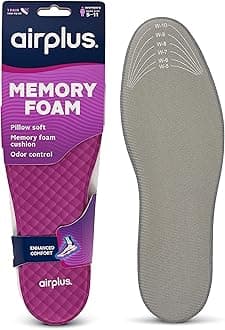 Airplus Memory Comfort Shoe Insoles With Memory Foam for Pressure Relief, Ideal For Men and Women