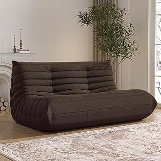 Bean Bag Chair, Loveseat Fireside Chair Bean Bag Sofa Large Bean Bag Chair for Adults, 2 Seater Bean Bag Chairs for Teens with High Density Comfortable Foam, Bean Bag for Living Room, Bedroom(Coffee)