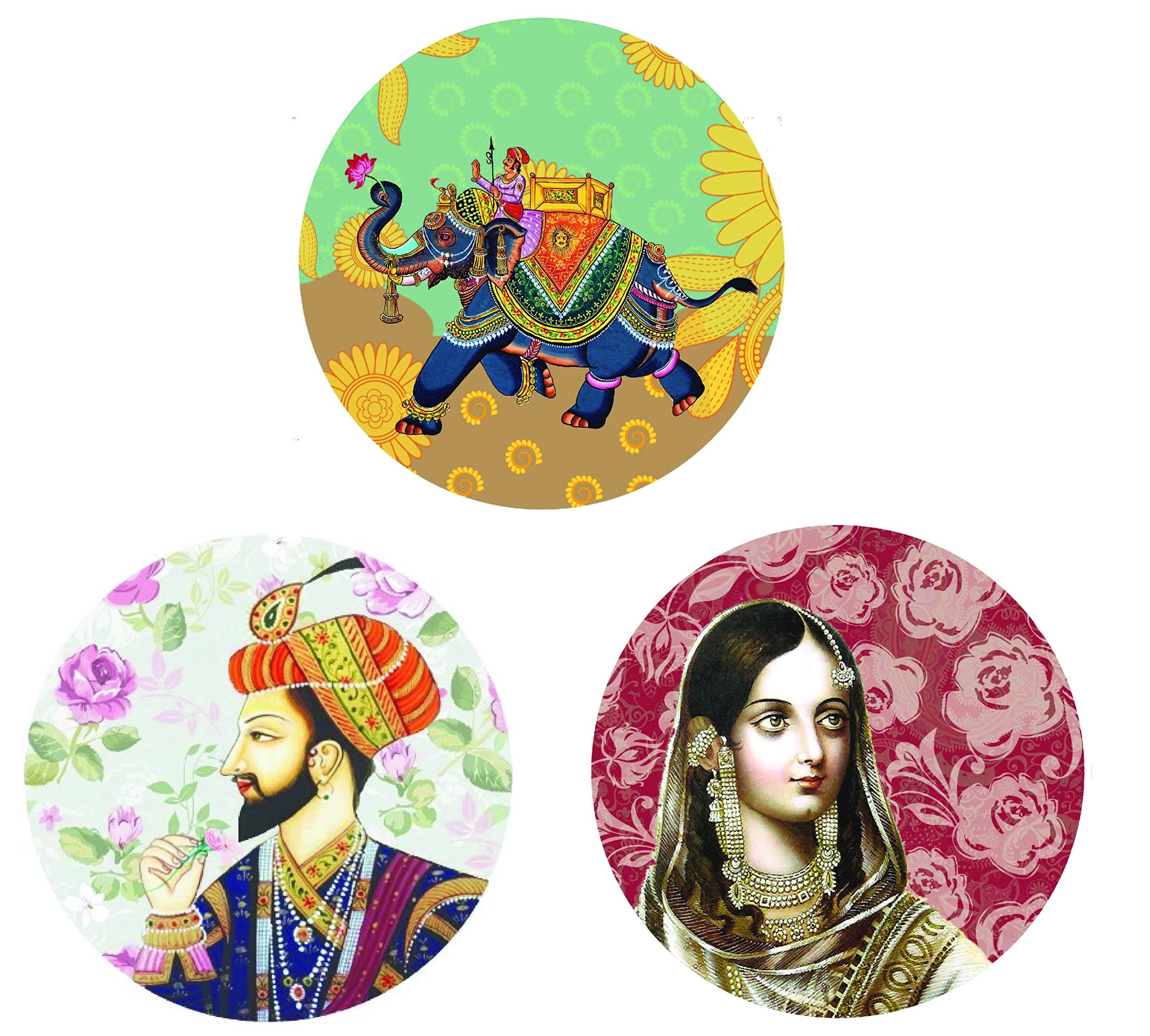 REAL ART Wall Hanging Ceramic Plates 7" (3 pcs Set) Multicolor (Design 6)