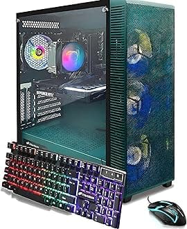 STGAubron Gaming PC Desktop, GeForce RTX 3060 Ti 8G, AMD Ryzen 7 5700X up to 4.6G, 32G DDR4, 1T SSD, WiFi 6, BT 5.0, RGB Fan x 4, Windows 11 Home