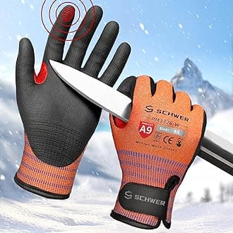 Schwer FreezeGuard-X Winter Work Gloves for Men and Women, ANSI A9 Cut Resistant Gloves for Extreme Protection, Freezer Gloves With Super Grip, Touchscreen, Thermal Insulated, PM3326-W (L,2 Pairs)