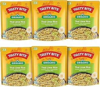 Tasty Bite Organic Thai Lime Rice, 8.8 Ounce, Pack of 6, Ready to Eat, Microwavable, Vegan, Gluten-Free
