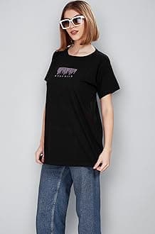 WEET Women Long Length Cotton T-Shirt