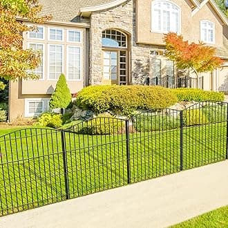 INJOPEXI Garden Fence 6 Panels 11.8ft (L)×24in (H) Decorative Garden Fence with 6 Panels Rustproof Wire No Dig Garden Fences Animal Barrier Fencing for Outdoor Patio Backyard - Without Fence Gate