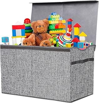 Toy Box Chest, Collapsible Sturdy Storage Bins with Lids, Extra Large Kids Toy Storage Organizer Boxes Bins Baskets for Kids, Boys, Girls, Nursery Room, Playroom, Closet (Linen Gray)