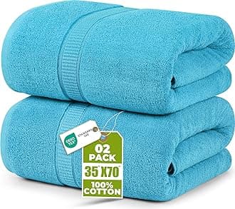Utopia Towels Luxurious Jumbo Bath Sheet 2 Piece, 600 GSM, 35 by 70 Inches, 100% Ring Spun Cotton, Highly Absorbent and Quick Dry Extra Large Bath Towel, Super Soft Towel, Turquoise