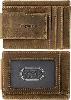 Toughergun Slim Wallet for Men RFID Blocking Money Clip, Minimalist Front Pocket Credit Card Holder, Magnetic Thin Mens Wallets with ID Window