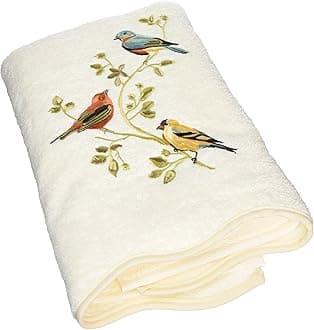 Avanti Linens- Bath Towel, Soft & Absorbent Cotton Towel (Premier Songbirds Collection), Ivory