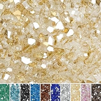High Luster 10-Pound Fire Glass for Fire Pit Fireplace Landscaping, 1/2-Inch Gold Reflective