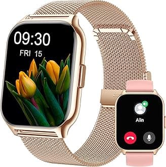 Smart Watch, 1.43" AMOLED Smartwatch Men Answer/Make Call, Fitness Watch Connected GPS, 110+ Sports, Blood Pressure, Heart Rate, Stress Monitor Sports Watch for Android or iOS (Rose Gold +Pink)