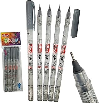 ELKOS BLACK Ballpoint Pens, 0.7mm Fine Point, Pack of 5, Signy Ball Pens, Smooth Writing, Perfect School Office Home Use, ZOFAX Black Ball Pen