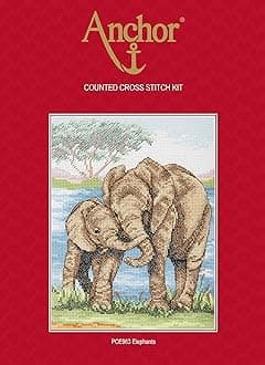 Anchor Counted Cross Stitch Kit: Essentials: Elephants, Multi-Colour, 23 x 18cm
