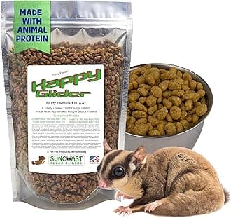 Happy Glider Premium Sugar Glider Food - High Protein, Calcium, Vitamins and Minerals, Complete Nutrition for Small Animals and Exotic Pets, 2 Months Supply - Fruity, 1.5 lbs