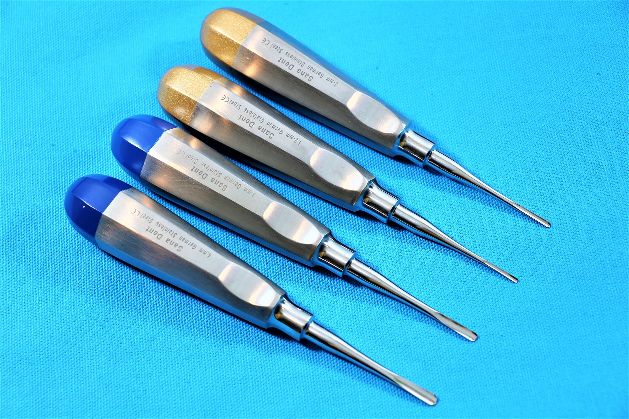 Dental Luxating Elevator Surgical Root Instruments Straight Tip 1.3 mm 2mm 3mm 4mm Set of 4 Each Premium German