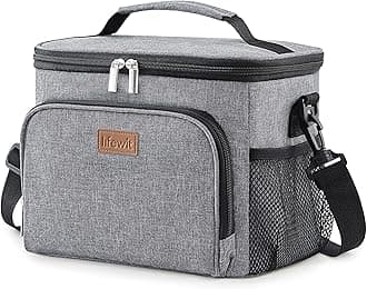 Insulated Lunch Bag for Men, Thermal Lunch Box for Women Cool Bag, Reusable Leakproof Lunch Tote Bag with Adjustable Shoulder Strap for Adult for Work/Picnic/Beach, Grey, 15L 24 Can
