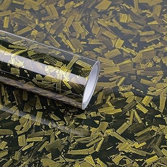 Lypumso Forged Carbon Fiber Vinyl Wraps, High Gloss Car Wrap Vinyl Rolls for DIY, Self-Adhesive Stickers with Air Release Technology for Auto Interior and Exterior (Yellow Forged Carbon, 2ft x 10ft)