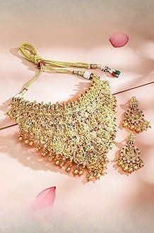 Rubans Necklace Set Gold Plated Temple Traditional Stylish Jewellery Gift for Women & Girls
