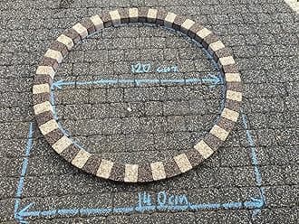 Garden Granite Circle Tree Surround Grass Border Paving Slab Stone Concrete Water Feature (CREAM/BROWN, 240)