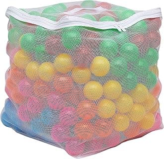 Amazon Basics BPA Free Ball Pit Balls with Storage Bag, Crush-Proof Plastic for Toddlers Kids 12+ Months Play, Phthalate Free, 6 Bright Colors, Pack of 400