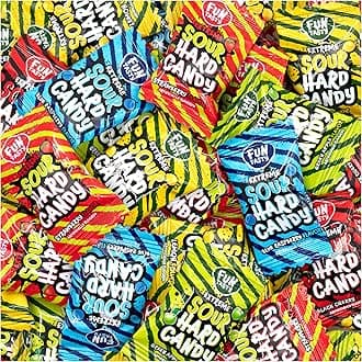 Sour Candy - 2 Pound Bulk Pack - Hard Candy Individdually Wrapped - Assorted Fruit Flavors Candies - Strawberry, Blue Raspberry, Cherry, Lemon, and Apple - Easter Eggs Fillers